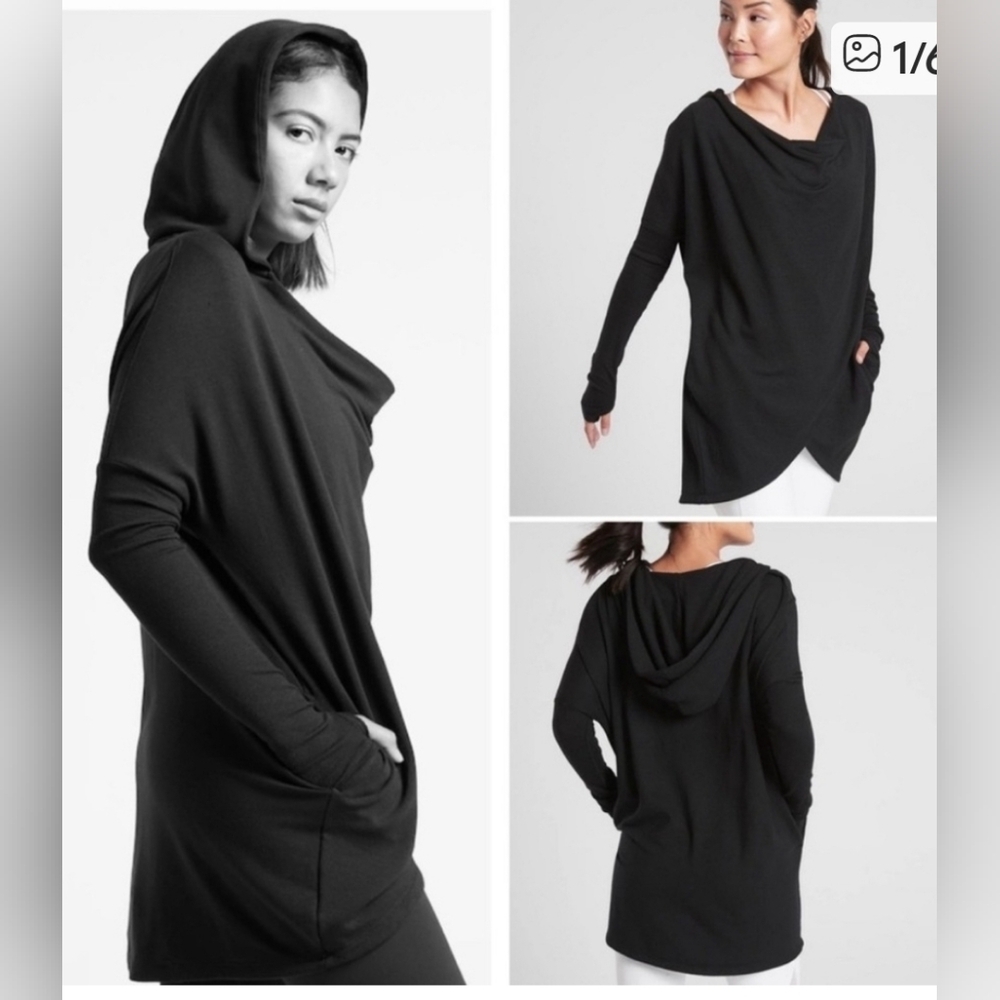 ATHLETA Purana Wrap Black Sweatshirt Size Large